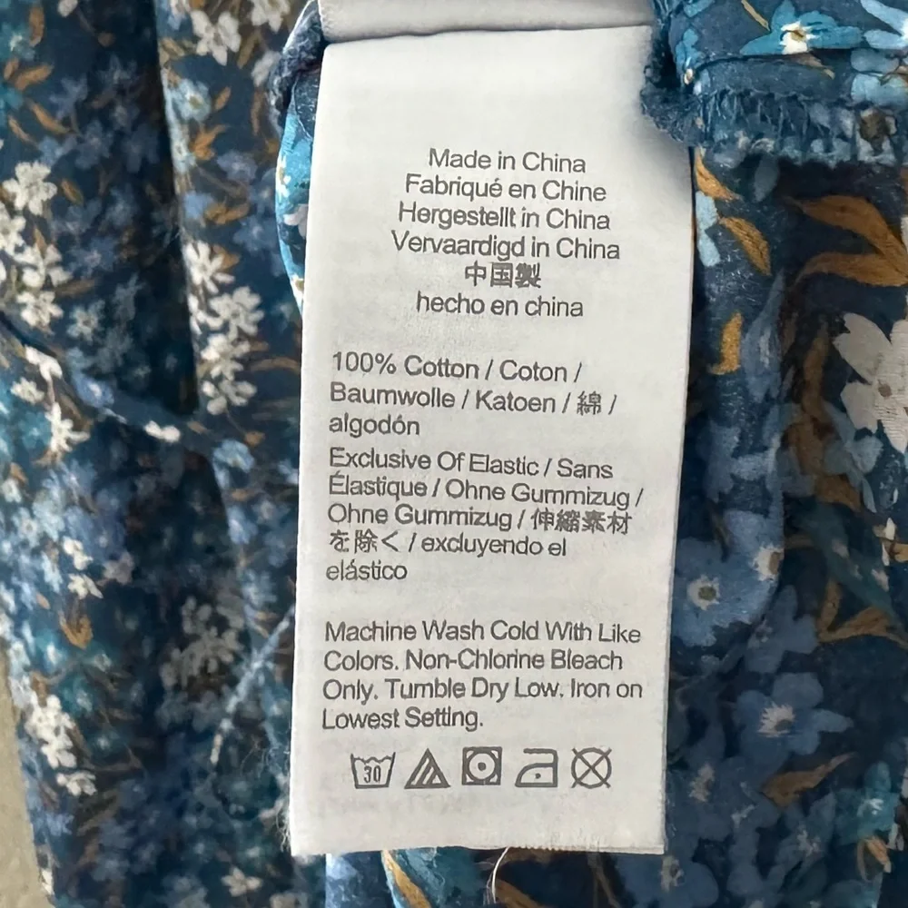 J. Crew Smocked Puff Sleeve Midi Dress XS Liberty Fabric Blue Floral Cottagecore - Picture 15 of 16